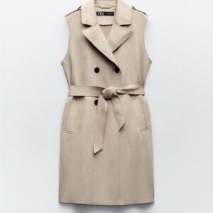 Zara Faux Suede Long Vest